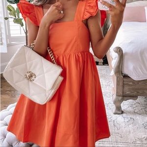 CAITLIN COVINGTON X PINK LILY Laurel Orange Ruffe Sleeve Mini Dress